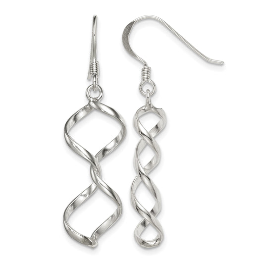 Sterling Silver Polished Fancy Twisted Dangle Earrings