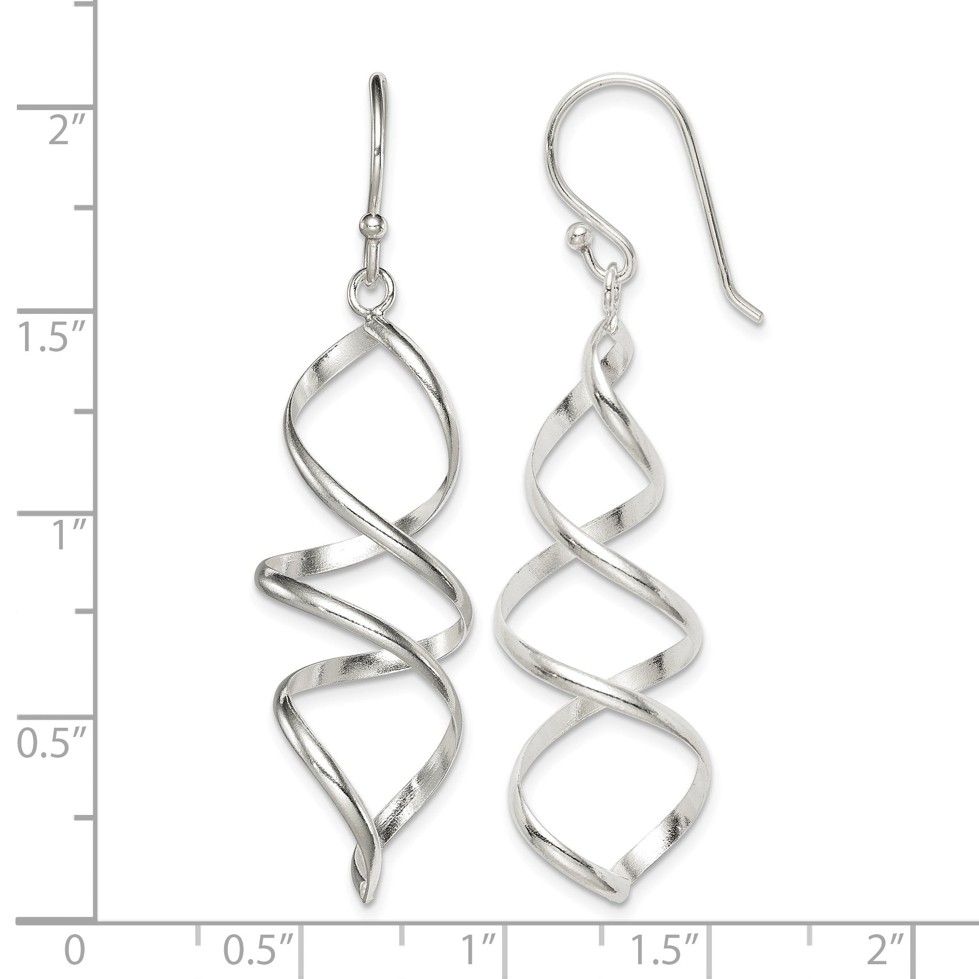 Sterling Silver Polished Corkscrew Twisted Dangle Earrings