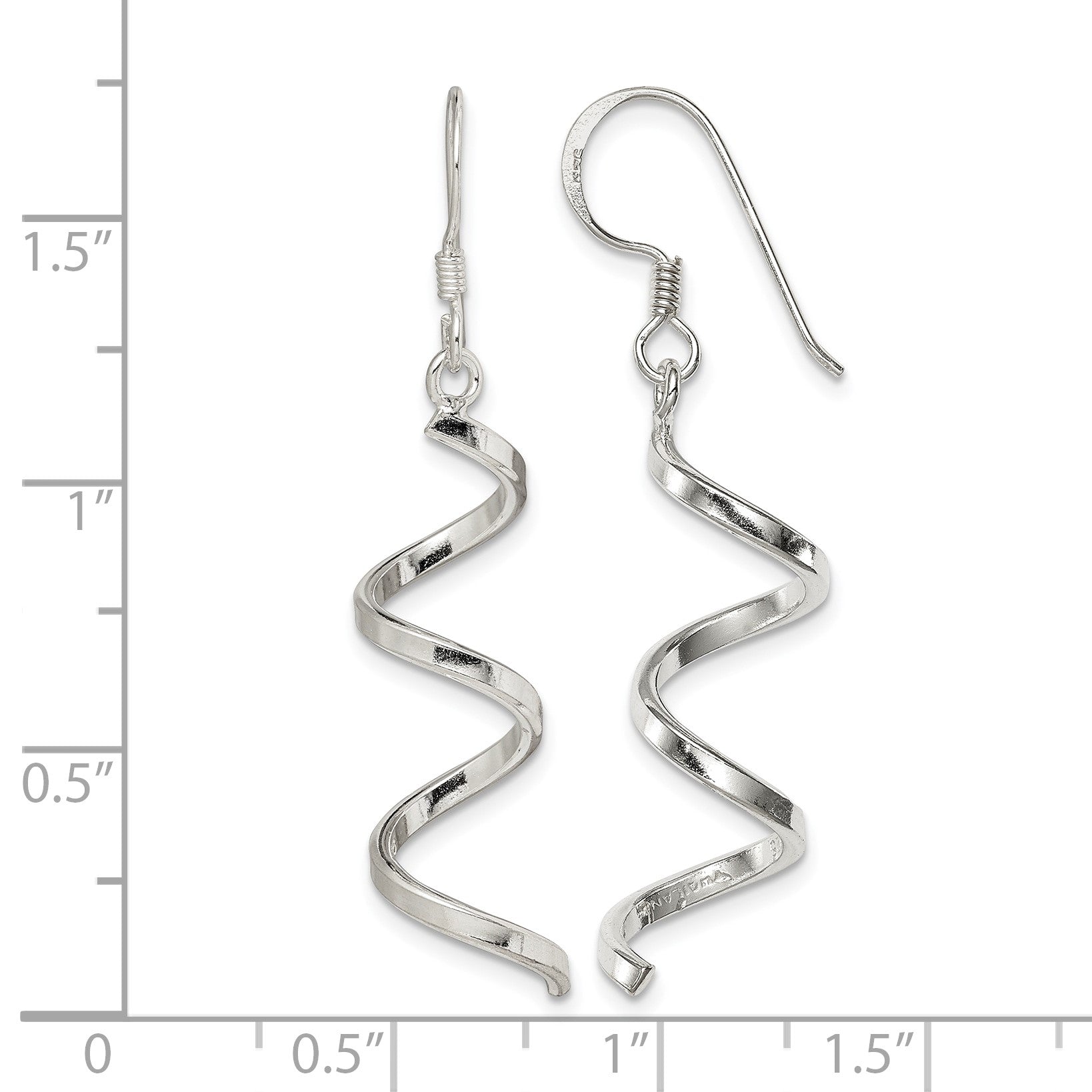 Sterling Silver Polished Fancy Twisted Spiral Dangle Earrings