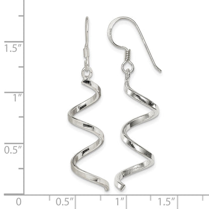 Sterling Silver Polished Fancy Twisted Spiral Dangle Earrings