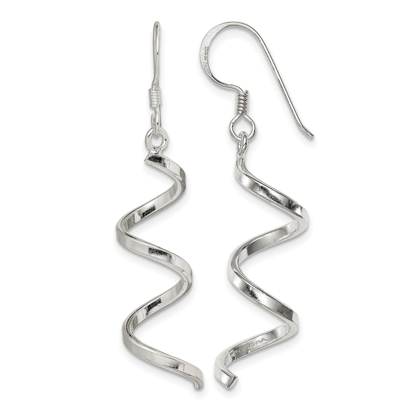 Sterling Silver Polished Fancy Twisted Spiral Dangle Earrings