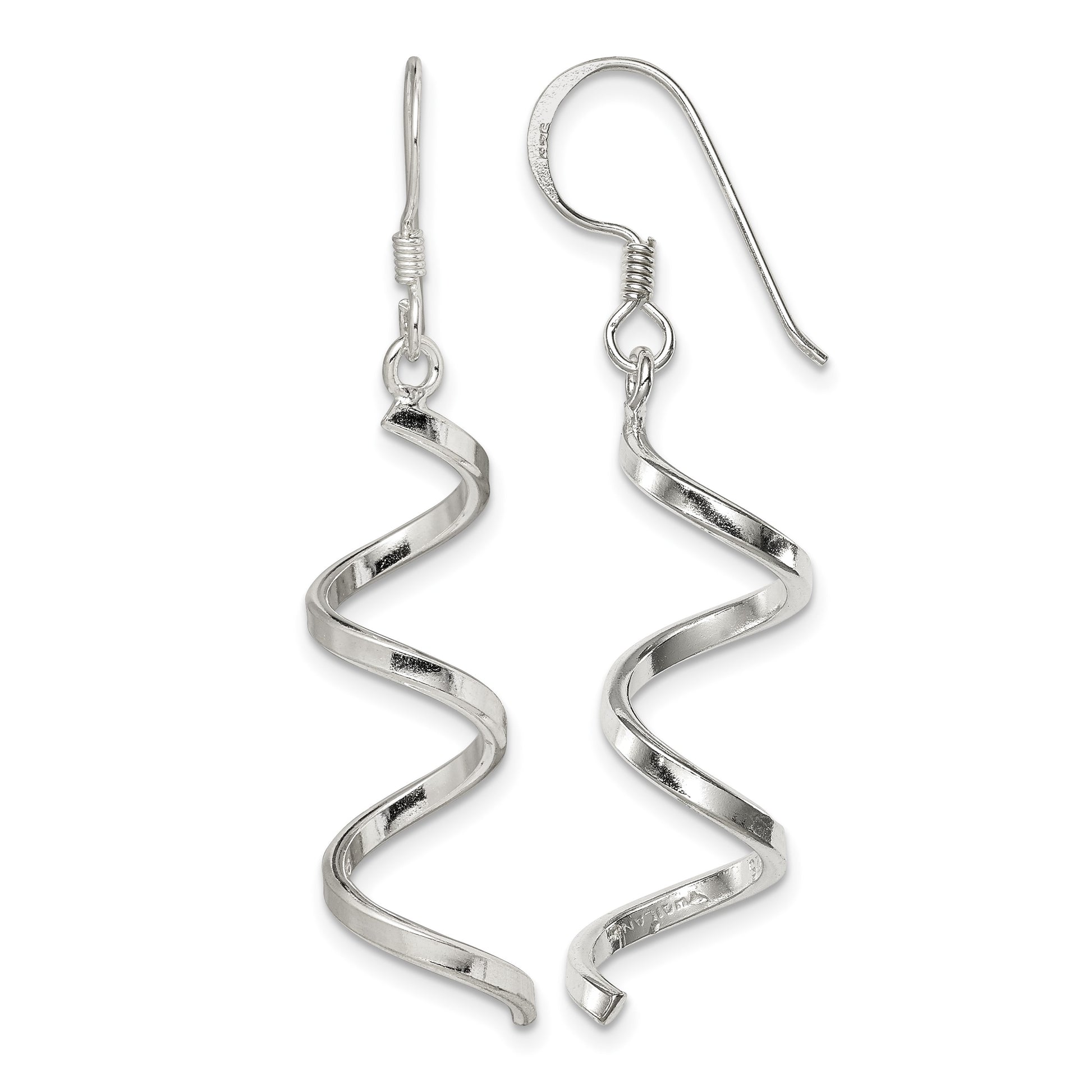 Sterling Silver Polished Fancy Twisted Spiral Dangle Earrings