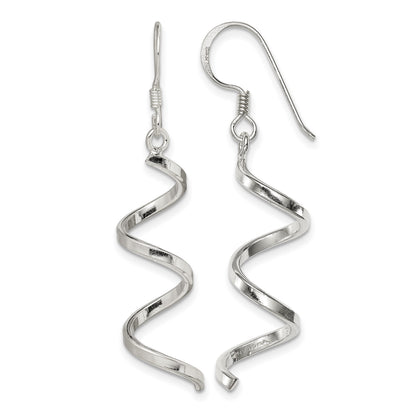 Sterling Silver Polished Fancy Twisted Spiral Dangle Earrings