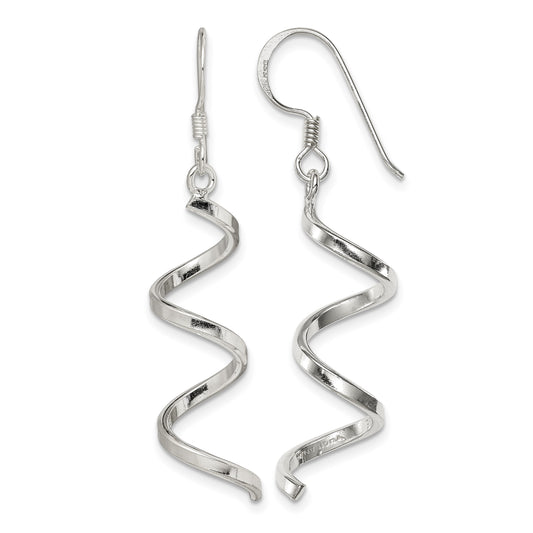Sterling Silver Polished Fancy Twisted Spiral Dangle Earrings