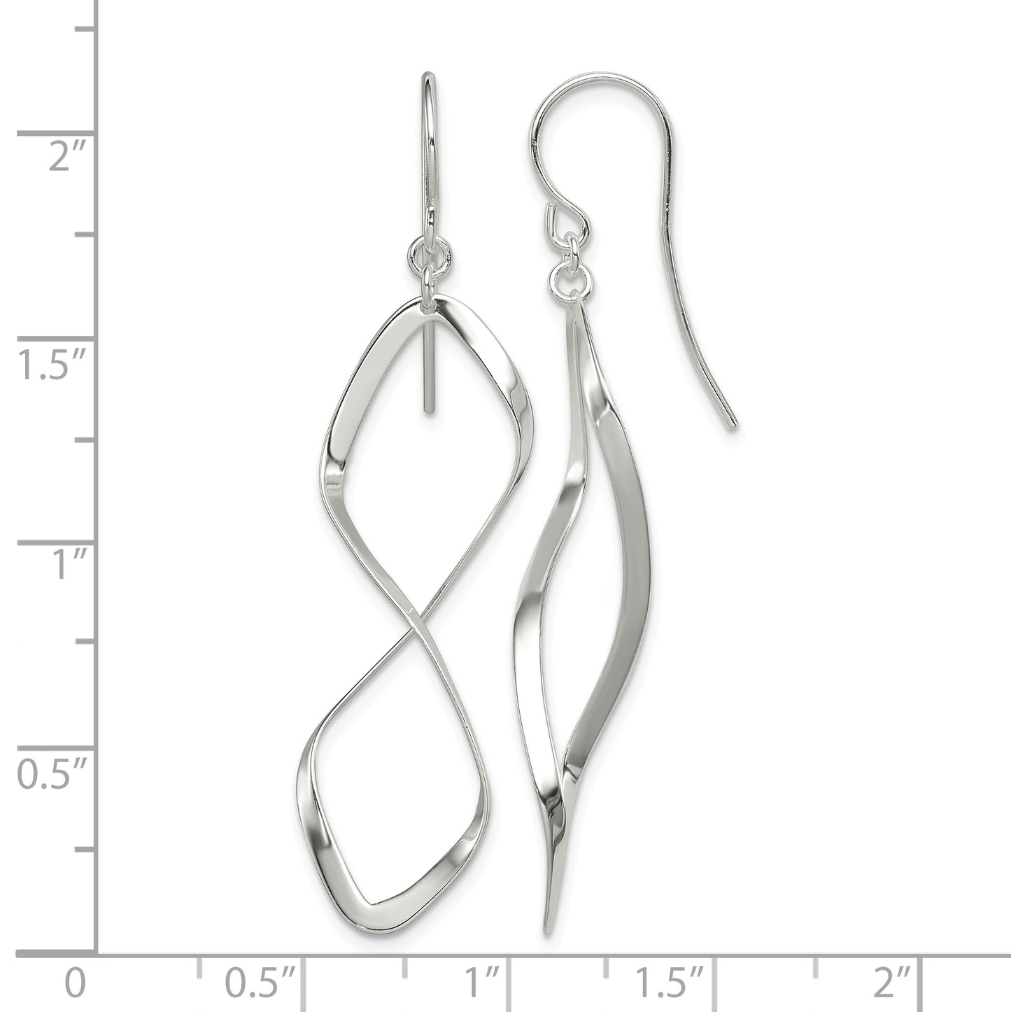 Sterling Silver Rhodium-plated Polished Twisted Dangle Earrings