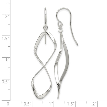 Sterling Silver Rhodium-plated Polished Twisted Dangle Earrings