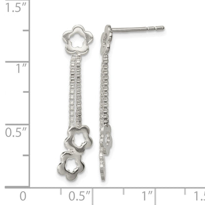 Sterling Silver Flower Dangle Earrings