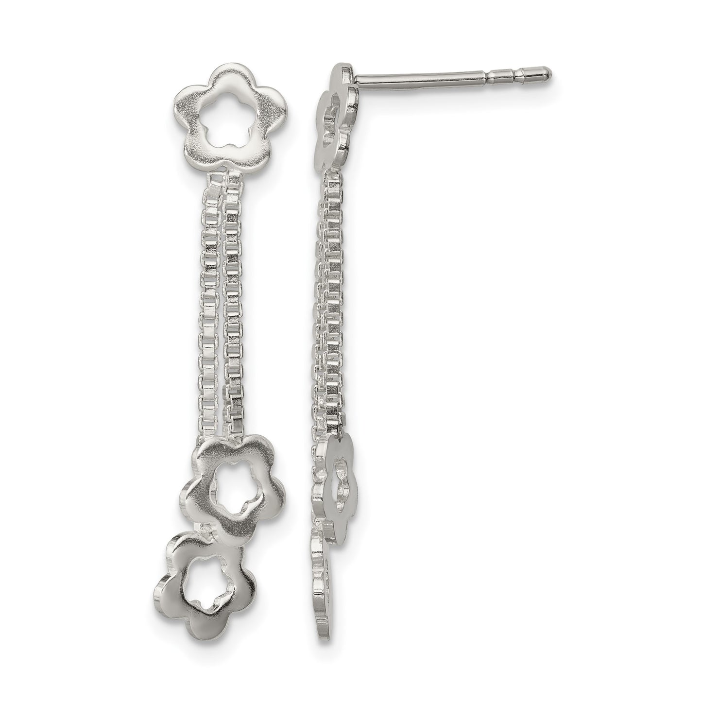 Sterling Silver Flower Dangle Earrings