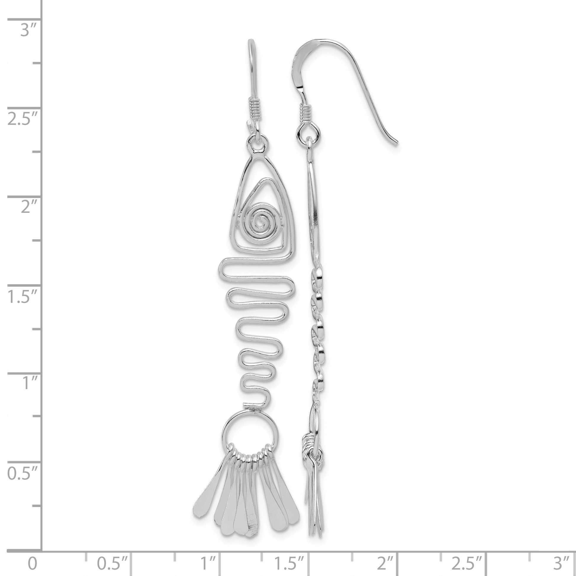 Sterling Silver Polished Fancy Geometric Fish Earrings