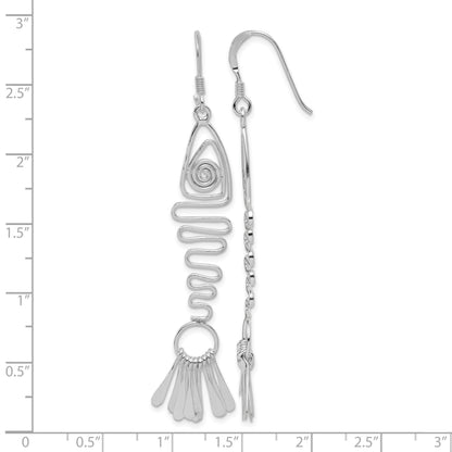 Sterling Silver Polished Fancy Geometric Fish Earrings