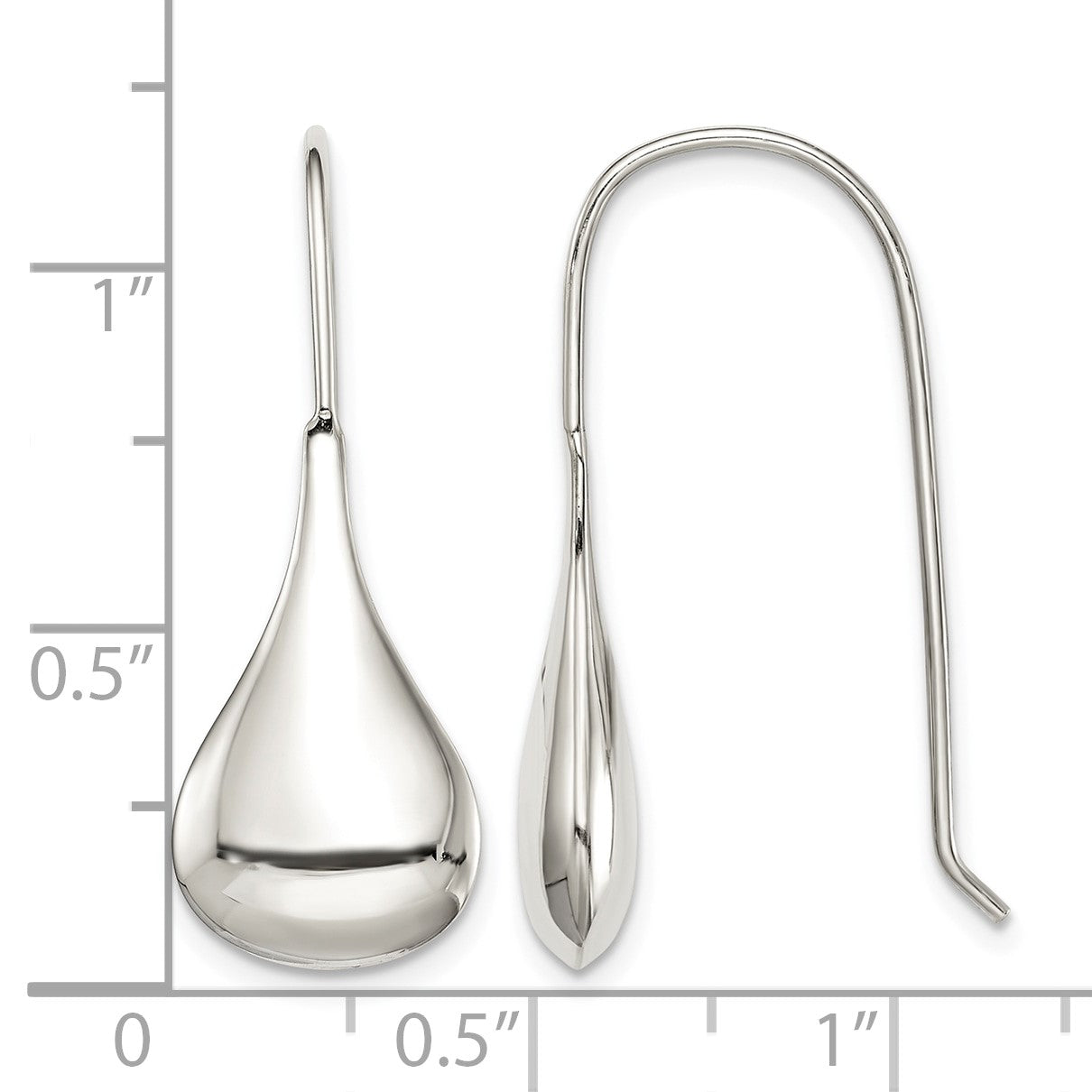 Sterling Silver Tear Drop Shaped Drop Wire Earrings