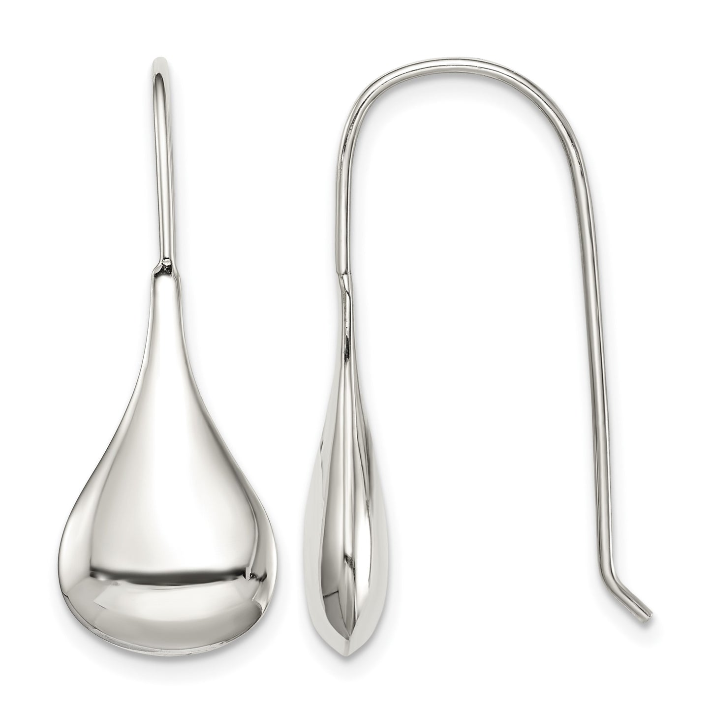 Sterling Silver Tear Drop Shaped Drop Wire Earrings