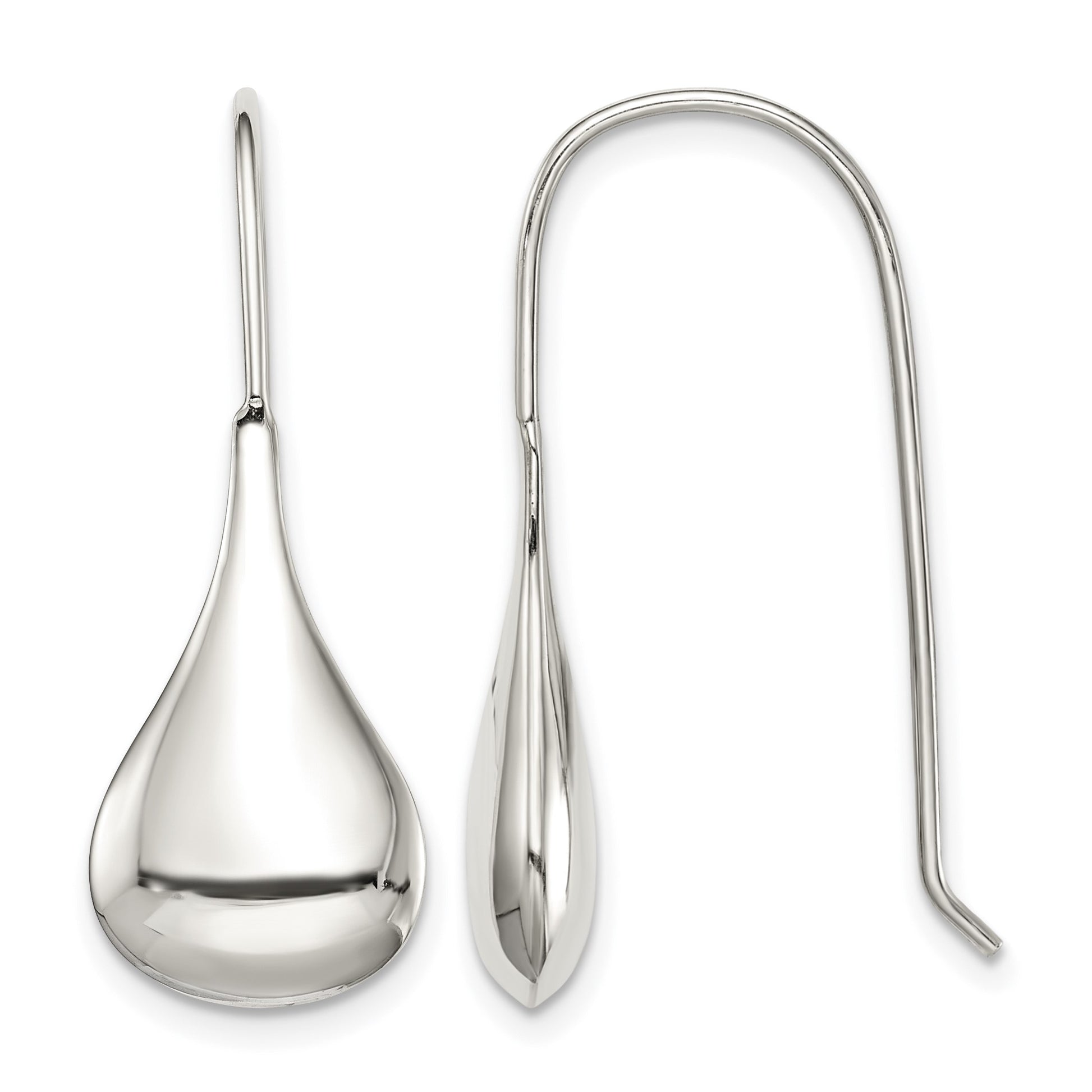 Sterling Silver Tear Drop Shaped Drop Wire Earrings