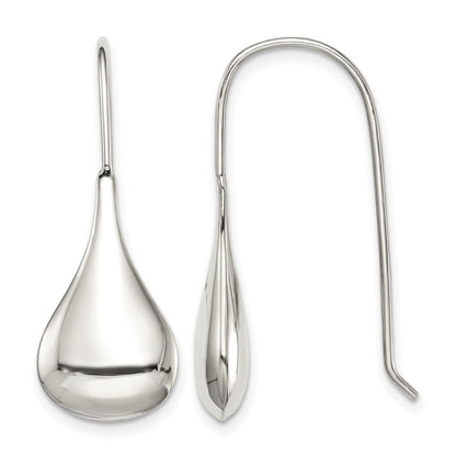 Sterling Silver Tear Drop Shaped Drop Wire Earrings