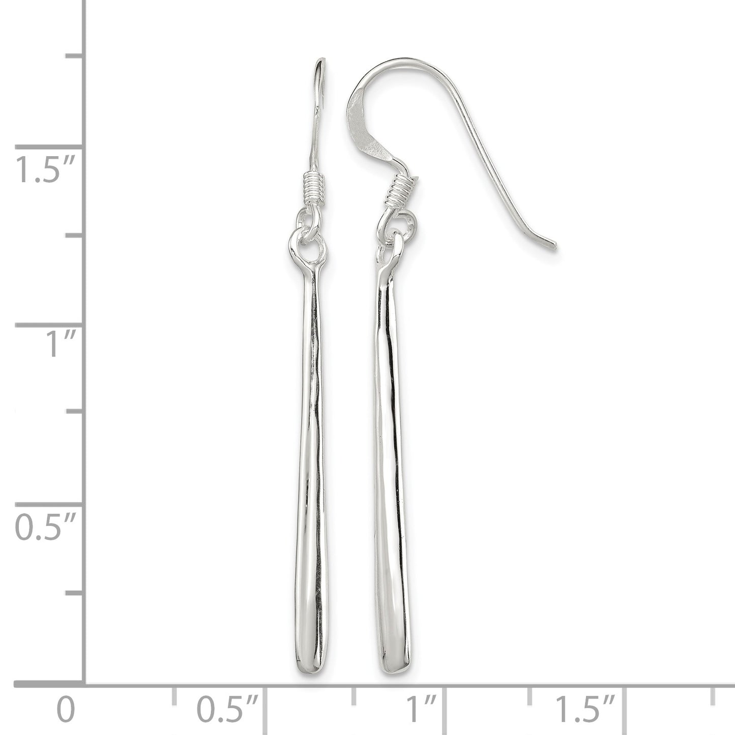 Sterling Silver Polished Teardrop Bar Dangle Earrings