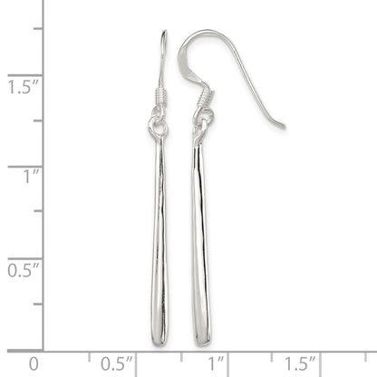 Sterling Silver Polished Teardrop Bar Dangle Earrings