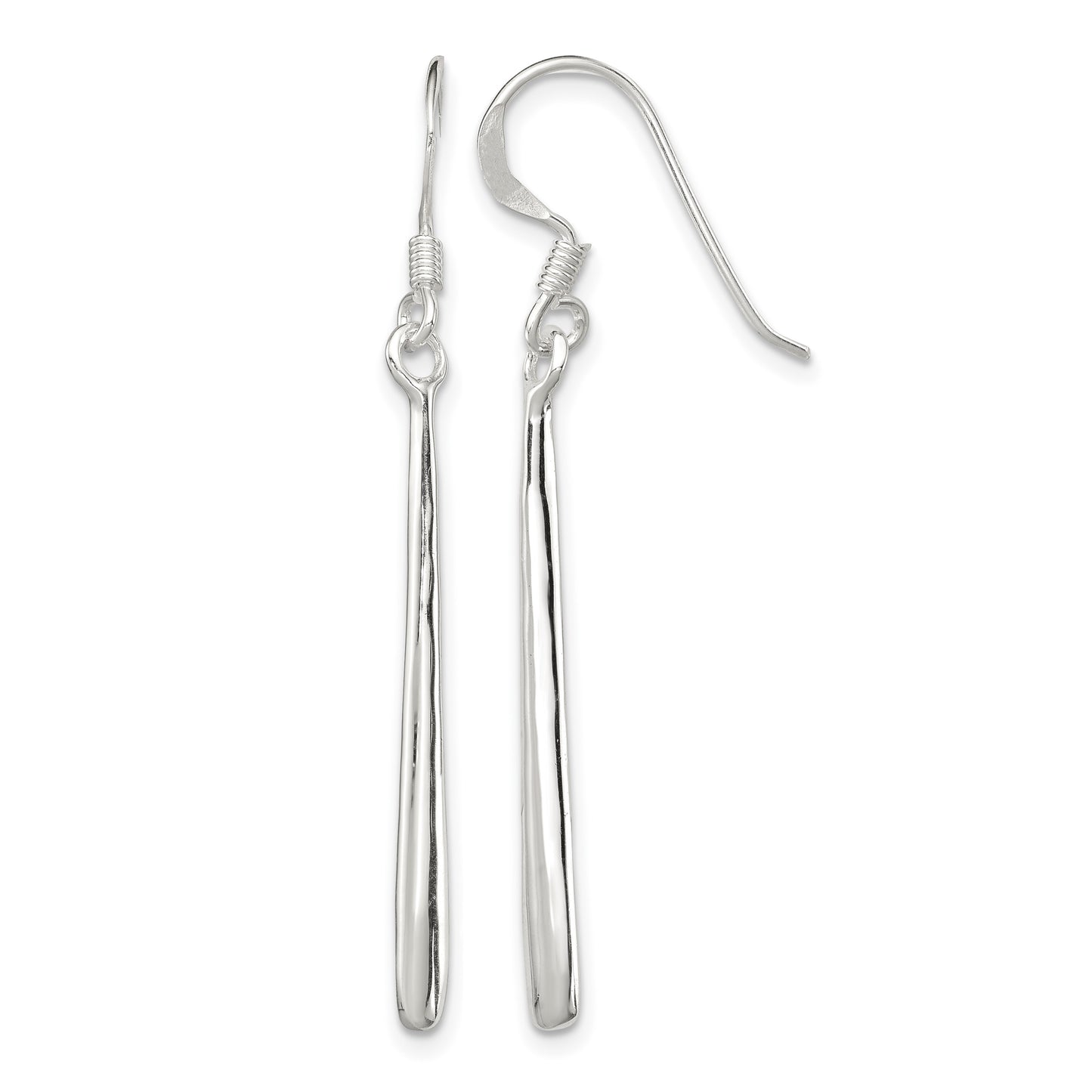 Sterling Silver Polished Teardrop Bar Dangle Earrings