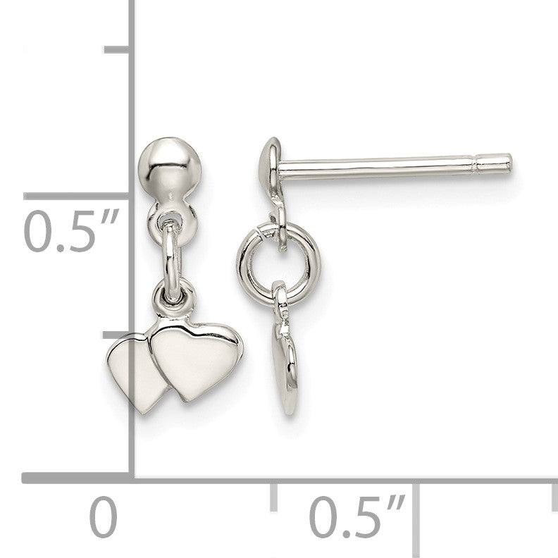 Sterling Silver Dangling Hearts Earrings