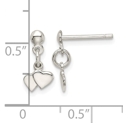 Sterling Silver Dangling Hearts Earrings