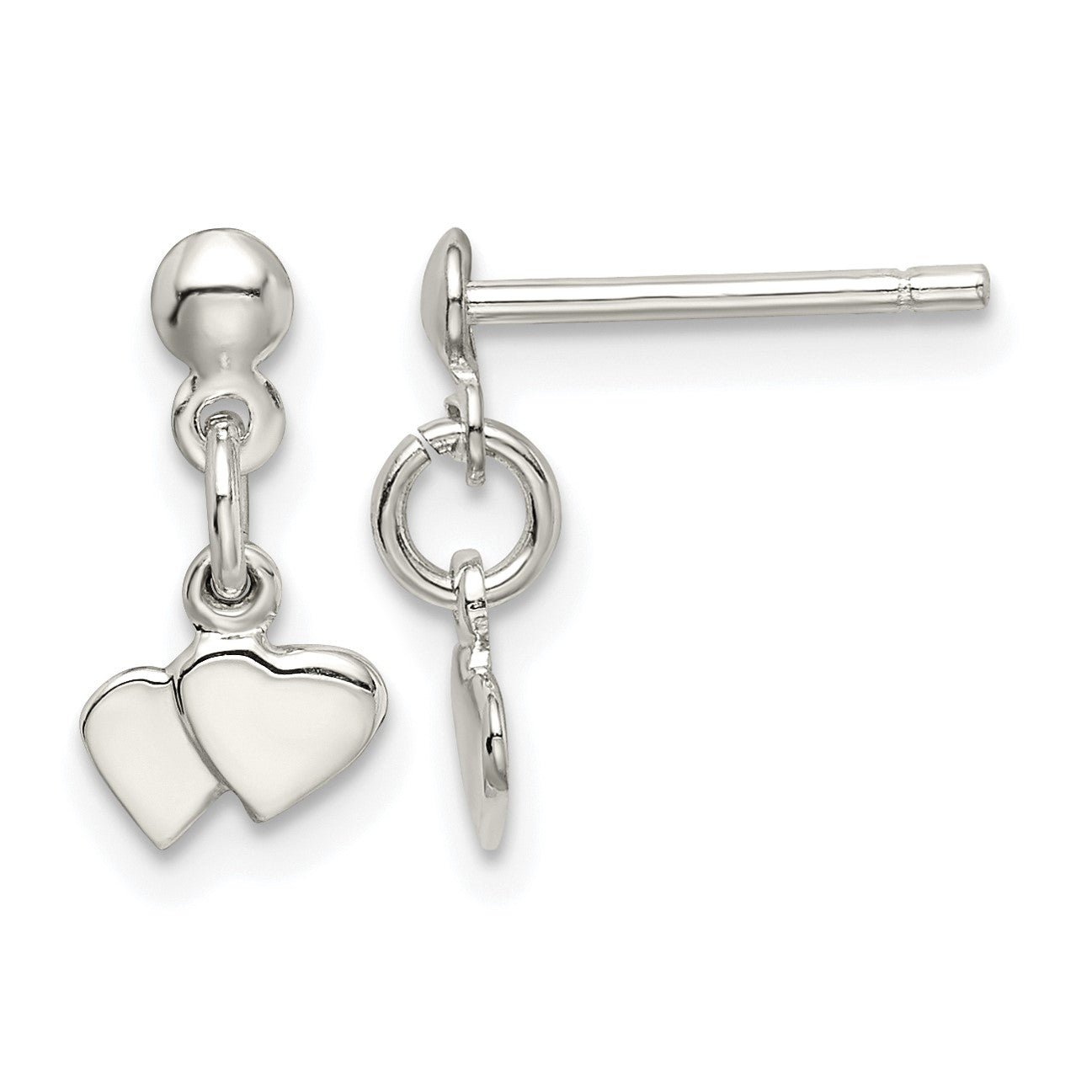 Sterling Silver Dangling Hearts Earrings