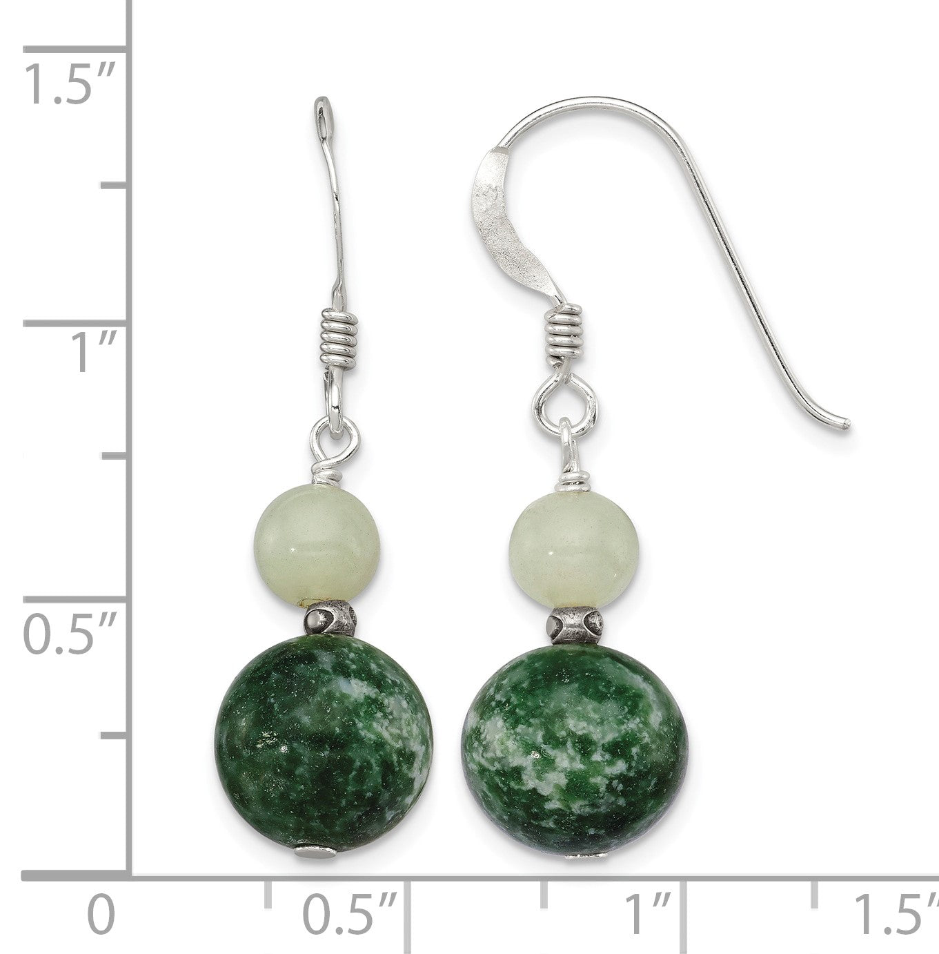 Sterling Silver Antiqued Moss Agate & Green Quartz Dangle Earrings
