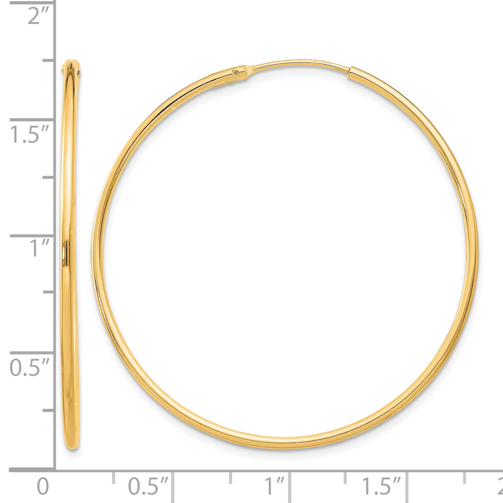 Sterling Silver Flash Gold-plated 1.3mm Endless Hoop Earrings