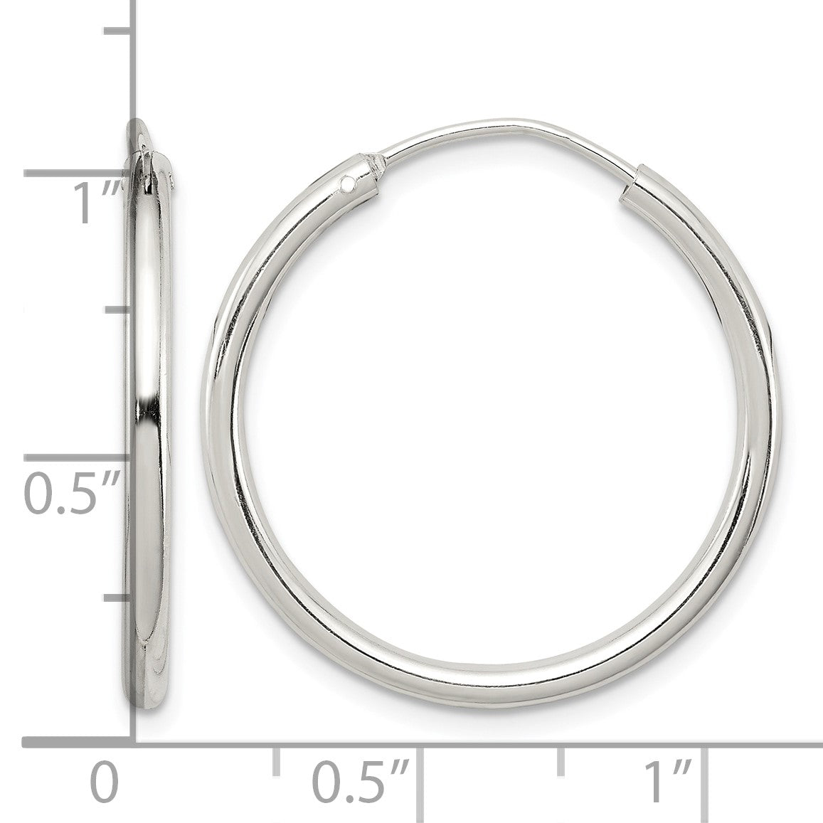 Sterling Silver 2mm Hoop Earrings