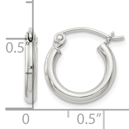 Sterling Silver 2mm Round Hoop Earrings