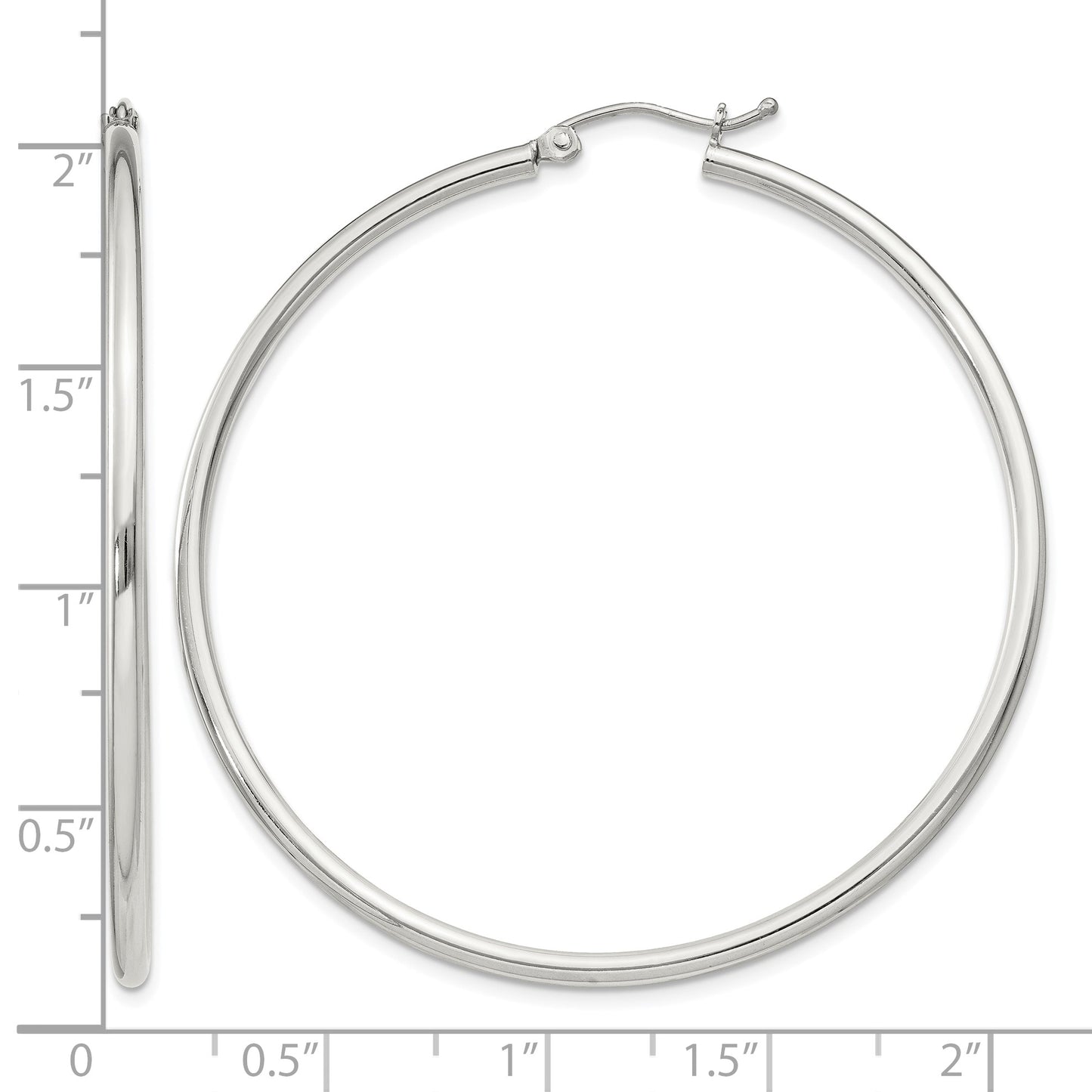 Sterling Silver 2mm Round Hoop Earrings
