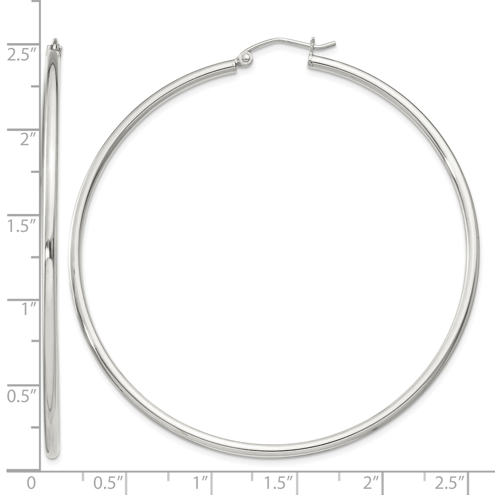 Sterling Silver 2mm Round Hoop Earrings