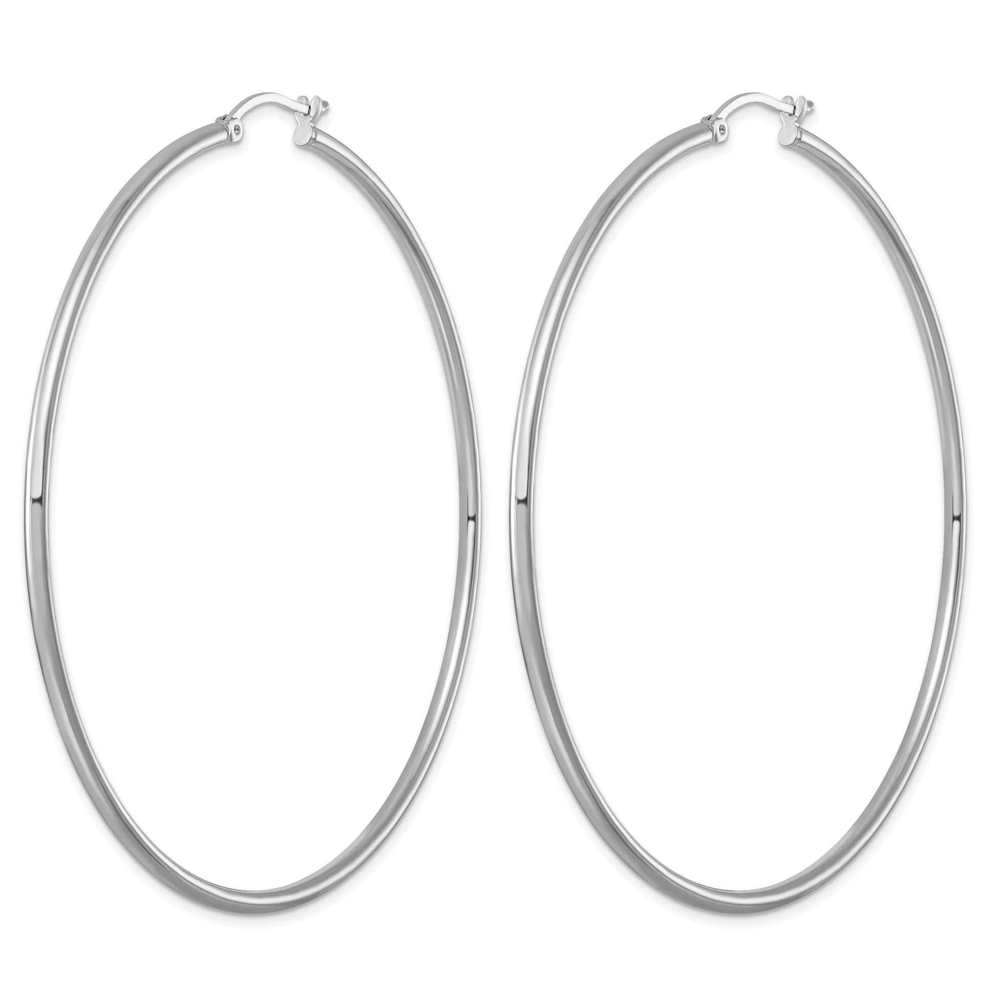 Sterling Silver Rhodium-plated 2mm Round Hoop Earrings