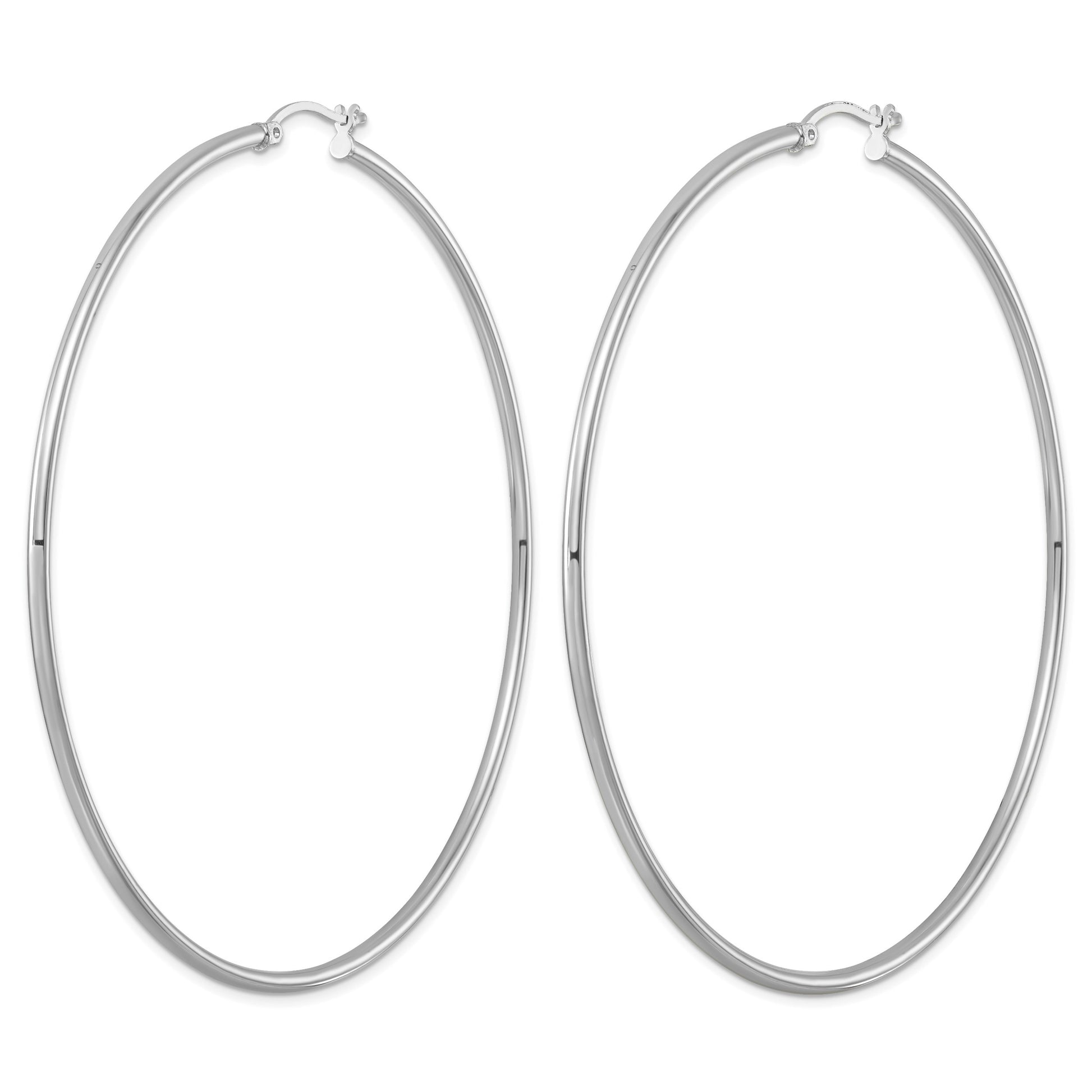 Sterling Silver Rhodium-plated 2mm Round Hoop Earrings