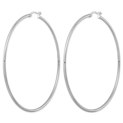 Sterling Silver Rhodium-plated 2mm Round Hoop Earrings