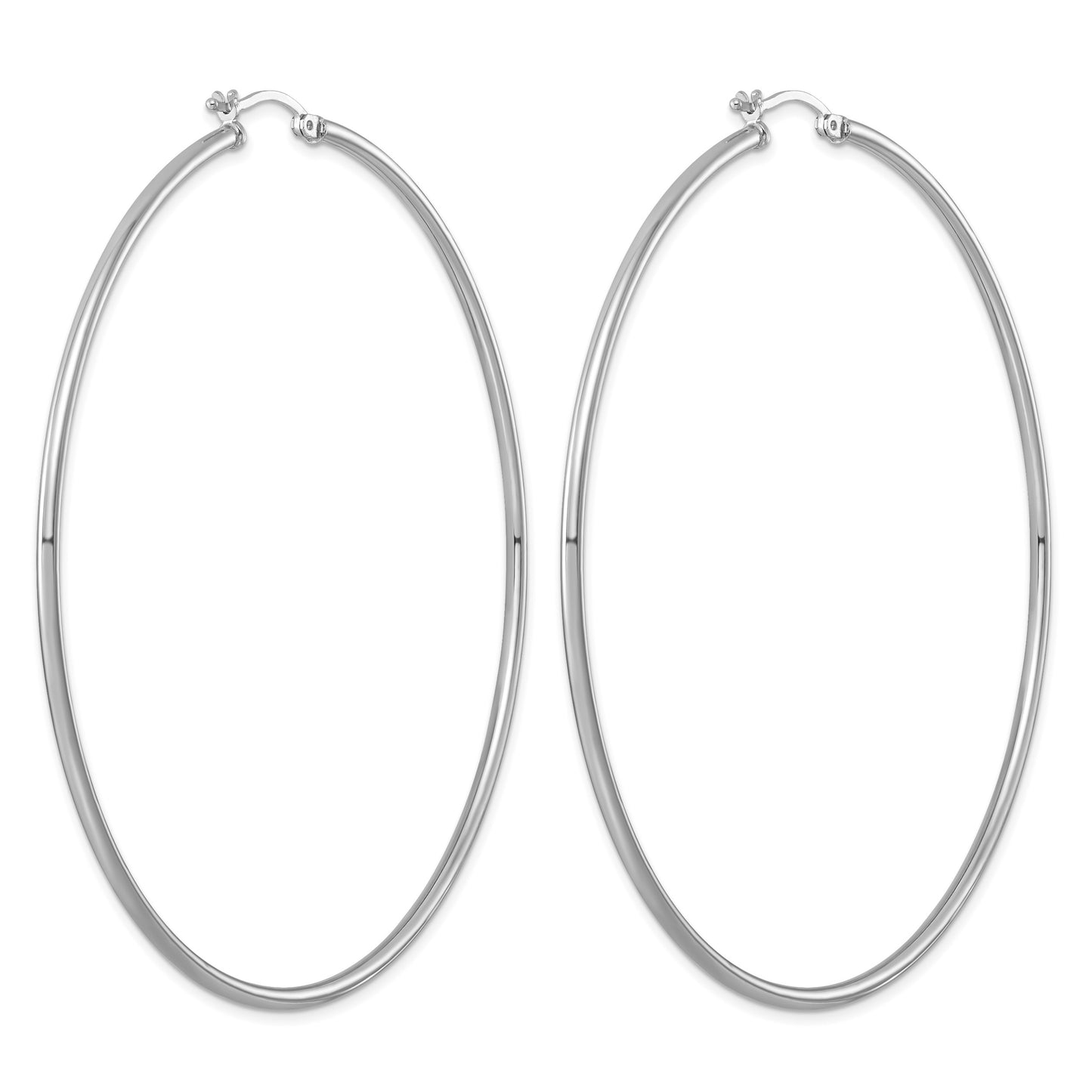 Sterling Silver Rhodium-plated 2mm Round Hoop Earrings