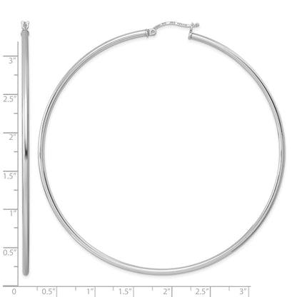 Sterling Silver Rhodium-plated 2mm Round Hoop Earrings