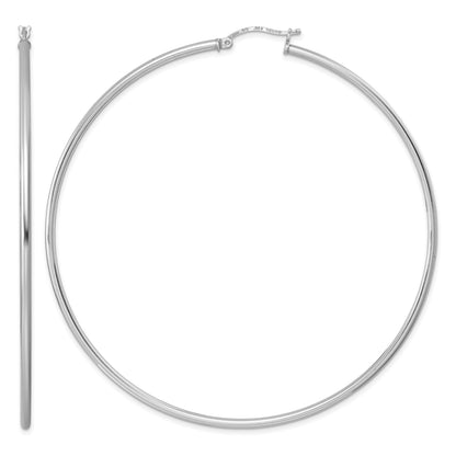 Sterling Silver Rhodium-plated 2mm Round Hoop Earrings