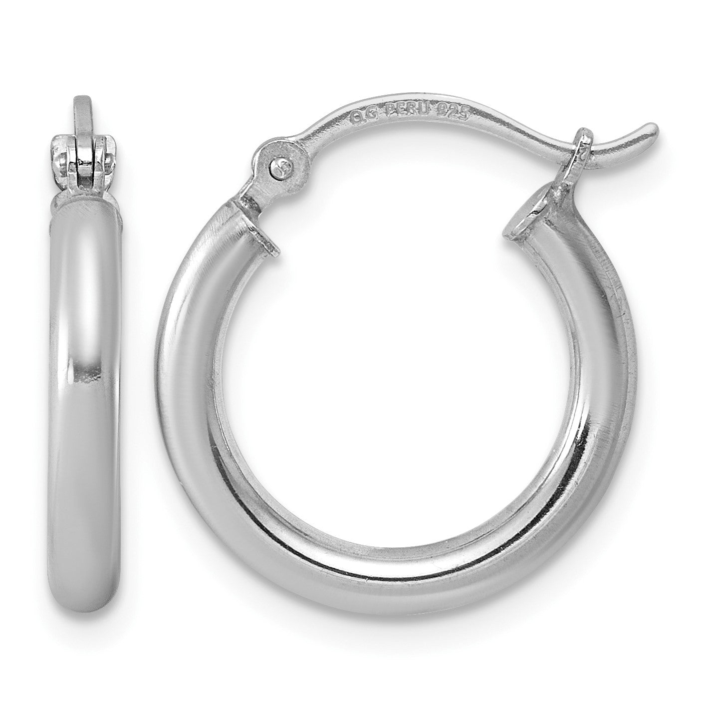 Sterling Silver Rhodium-plated 2.5mm Round Hoop Earrings