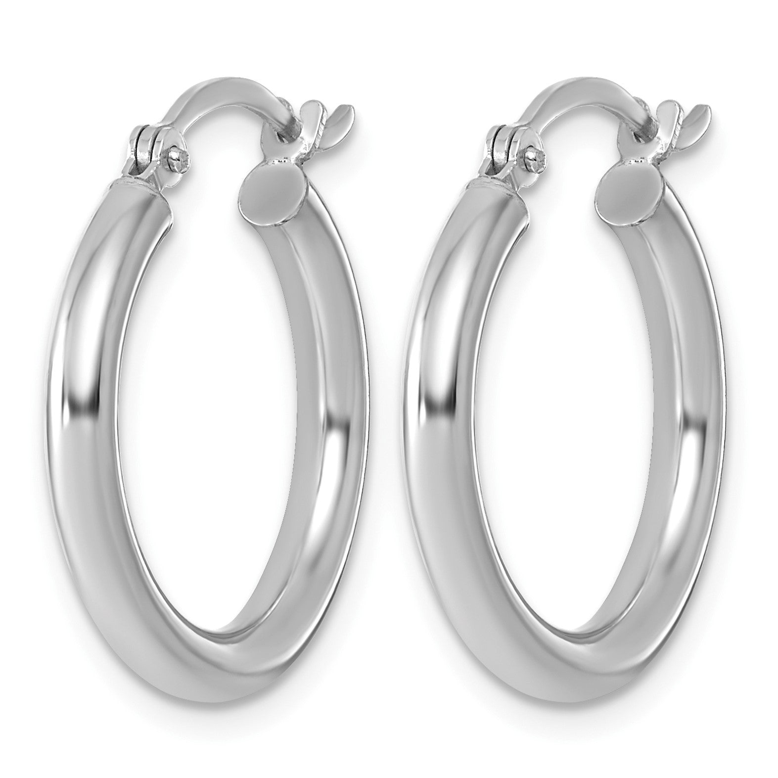 Sterling Silver Rhodium-plated 2.5mm Round Hoop Earrings