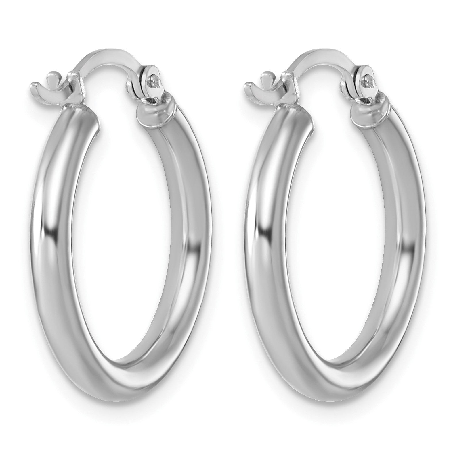Sterling Silver Rhodium-plated 2.5mm Round Hoop Earrings