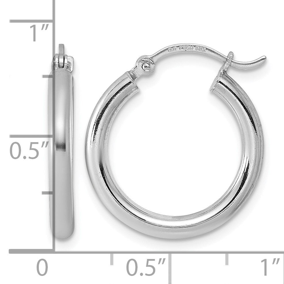 Sterling Silver Rhodium-plated 2.5mm Round Hoop Earrings