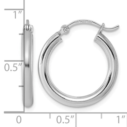 Sterling Silver Rhodium-plated 2.5mm Round Hoop Earrings