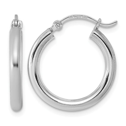 Sterling Silver Rhodium-plated 2.5mm Round Hoop Earrings