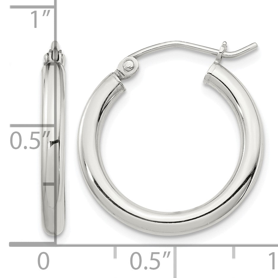 Sterling Silver 2.5mm Round Hoop Earrings