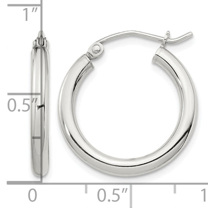 Sterling Silver 2.5mm Round Hoop Earrings