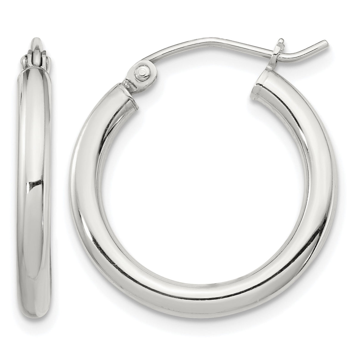 Sterling Silver 2.5mm Round Hoop Earrings