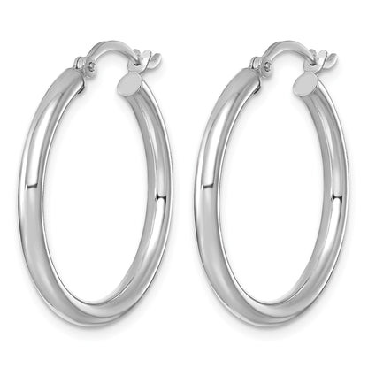 Sterling Silver Rhodium-plated 2.5mm Round Hoop Earrings