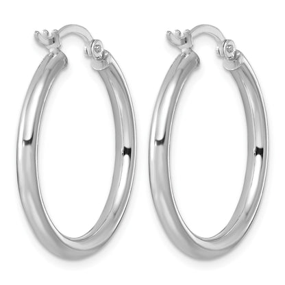 Sterling Silver Rhodium-plated 2.5mm Round Hoop Earrings