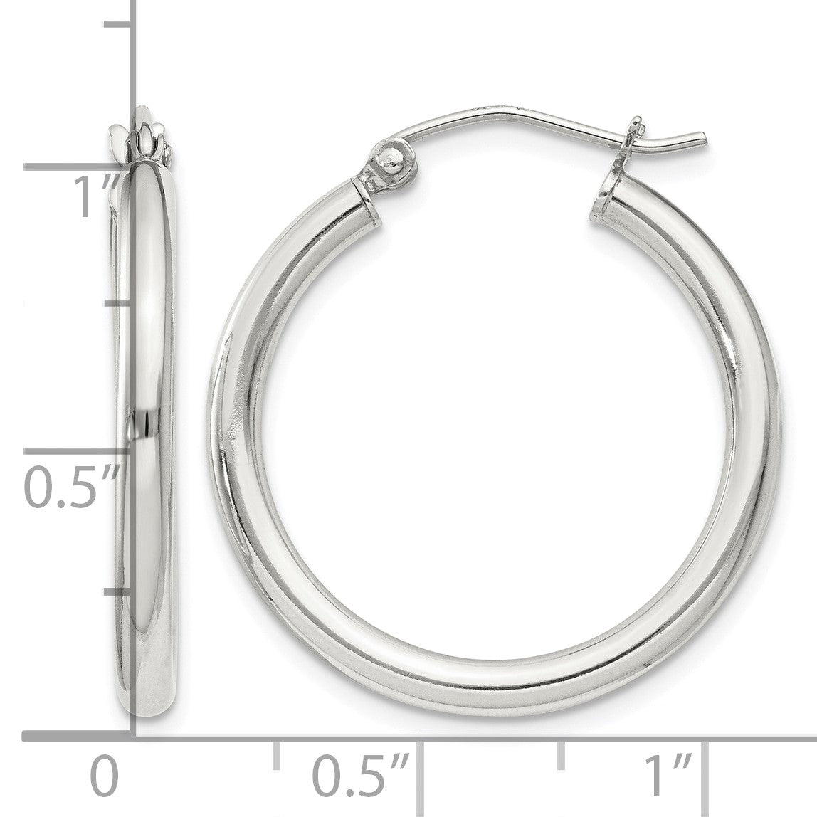 Sterling Silver 2.5mm Round Hoop Earrings