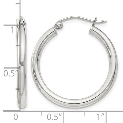 Sterling Silver 2.5mm Round Hoop Earrings
