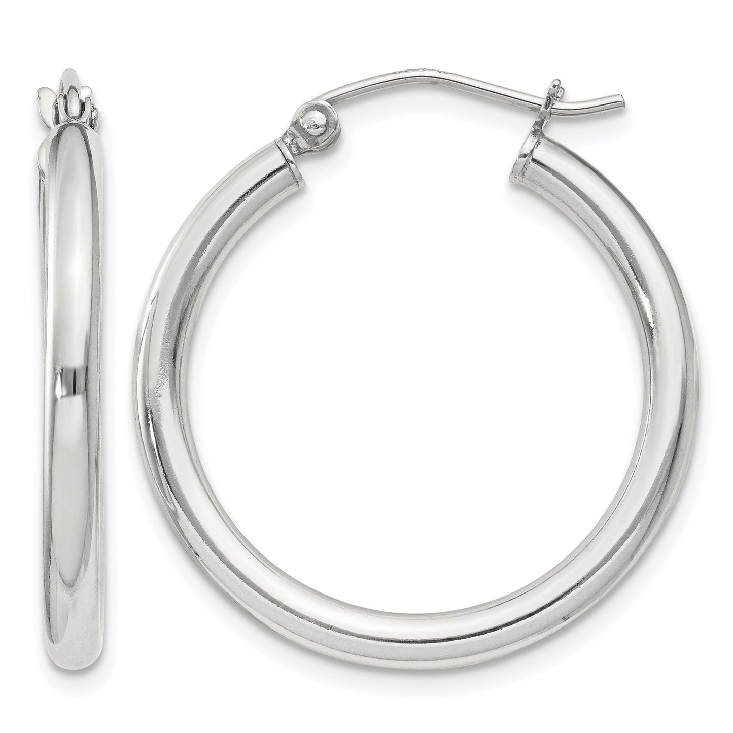 Sterling Silver 2.5mm Round Hoop Earrings